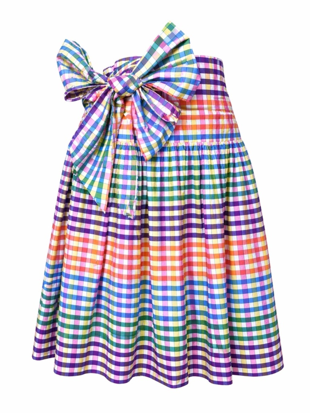 J.Crew Rainbow Gingham Bow Midi Skirt Cottagecore Picniccore Coquette Size 6
